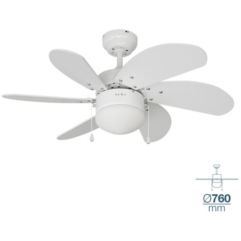 Ventilateur De Plafond Modèle Aral Blanc Puissance: 50w Palmes: Ø76cm Edm