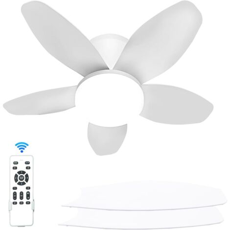Ventilateur de Plafond Moderne 5 Pales avec Lumière LED et Télécommande - Éclairage Dimmable + Ventilateur Silencieux pour Salon, Chambre, Cuisine - Plafonnier Économe Énergie
