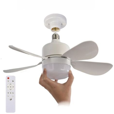 Ventilateur de plafond moderne  avec télécommande à mémoire de forme, 3 vitesses réglables, 5 pales, douille E27, blanc