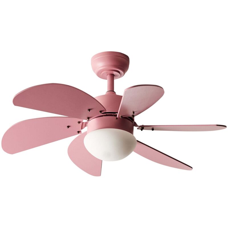 Ventilateur de Plafond Moderne Éclairage LED avec Télécommande en Synthétique et Contreplaqué Rose Logar