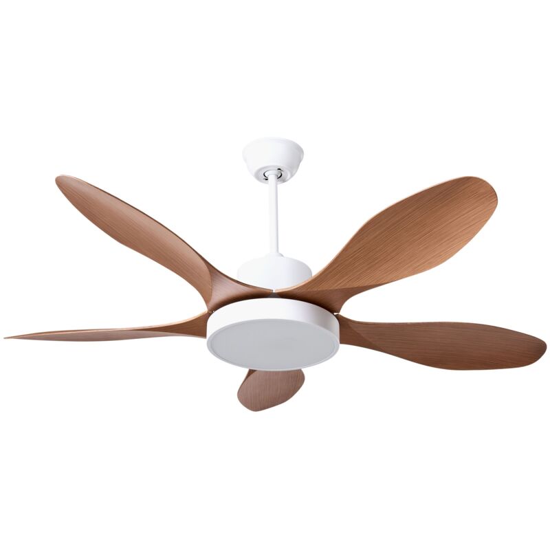 Ventilateur de Plafond Moderne Scandinave en Matière Synthétique avec Éclairage LED et Télécommande Marron Clair Barbet