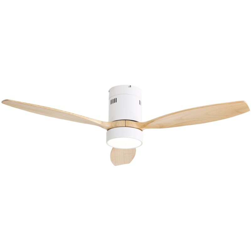 Tanant - Ventilateur de plafond moteur dc 132 cm avec 3 pales en bois massif, 6 vitesses, lumière led dimmable, télécommande, pour salon et chambre
