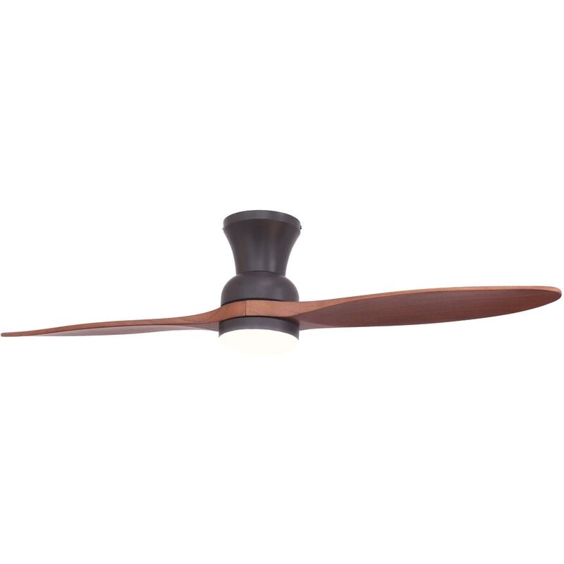 Sulion - Ventilateur de plafond moteur dc pour extérieur 107cm led 20W cct dim Noir/Bois IP44