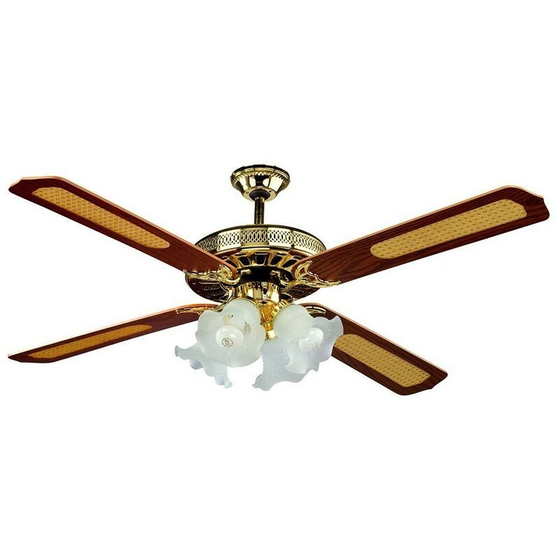 Salone - Ventilateur de plafond old america avec télécommande + 4 lumières - Salon