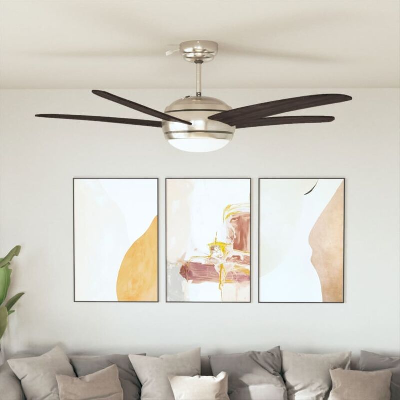 Vidaxl - Ventilateur de plafond orné avec lampe 128 cm Marron