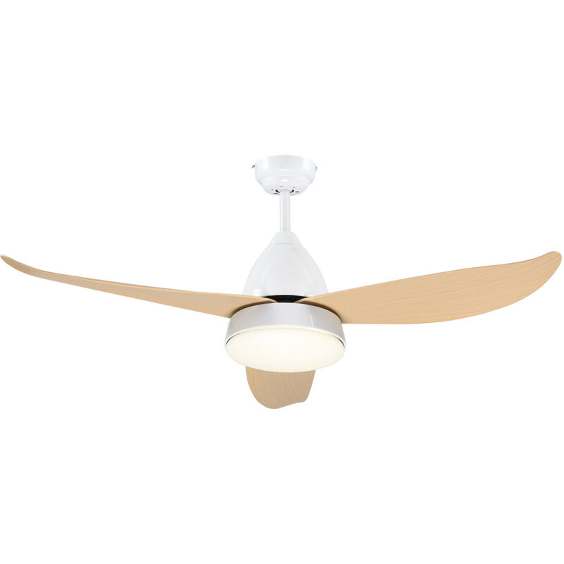 Ventilateur de plafond plafonnier CLINT blanc aspect bois clair