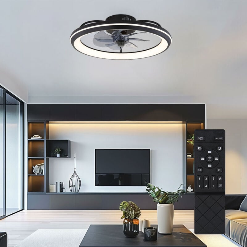 Globo Lighting - Ventilateur de plafond led avec télécommande Plafonnier cct dimmable Ventilateur fumé noir, marche avant-arrière 6 niveaux, 40W