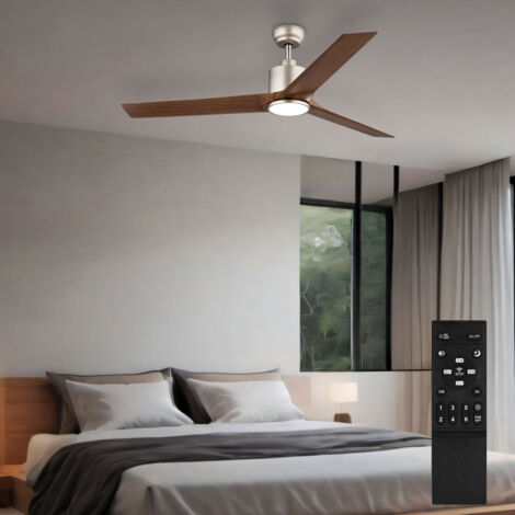 Ventilateur de plafond plafonnier LED dimmable télécommande rotation droite gauche D 148 cm