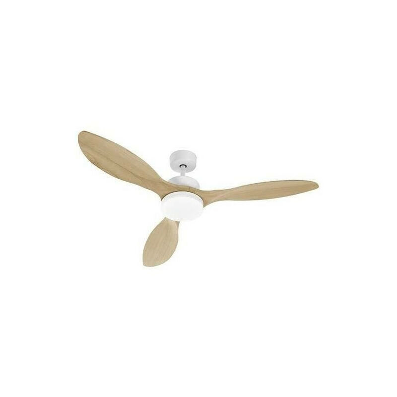 Farelek - Ventilateur de Plafond - Plafonnier oklahoma Blanc & Bois - Ø137cm 100W + éclairage led