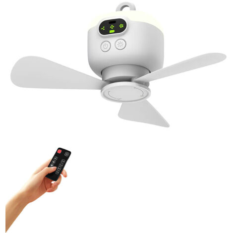 Ventilateur de plafond rechargeable USB 8000 mAh – Avec lampe de nuit, télécommande, ventilateur suspendu pour chambre, camping et tente