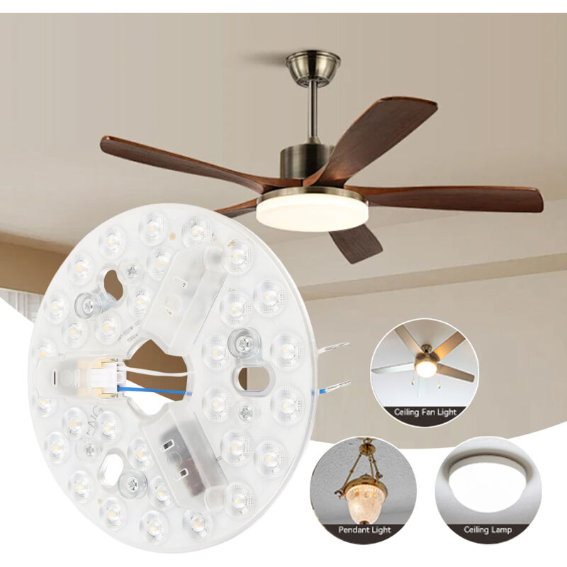 Ej.life - Ventilateur de Plafond Remplacement de Lumière led 15W Kit de Rétrofixation Dimmable 3CCT avec Fonction de Mémoire Universal Aluminium Base