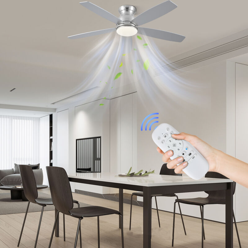 Sifree - Ventilateur de plafond réversible, Ventilateur de plafond réversible avec lumière 3 color dimming, Ventilateur de plafond en bois silencieux