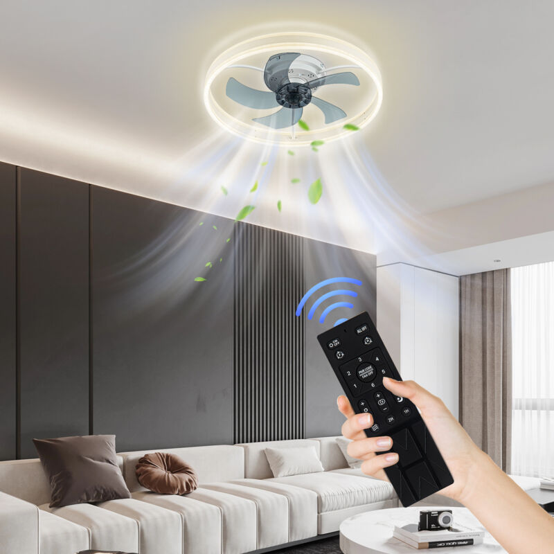Sifree - Ventilateur Plafond avec Lumières et Télécommande,LED Lampe 3 Couleurs Dimmablee et 6Vitesses de Vent Ventilateur Plafond Silencieux Φ49CM