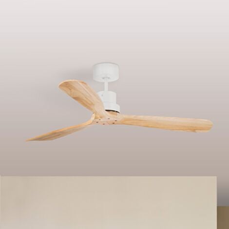 FARO BARCELONA Ventilateur de plafond sans lumière blanc/pin Ø 132 cm, modèle LANTAU DC 33561DC