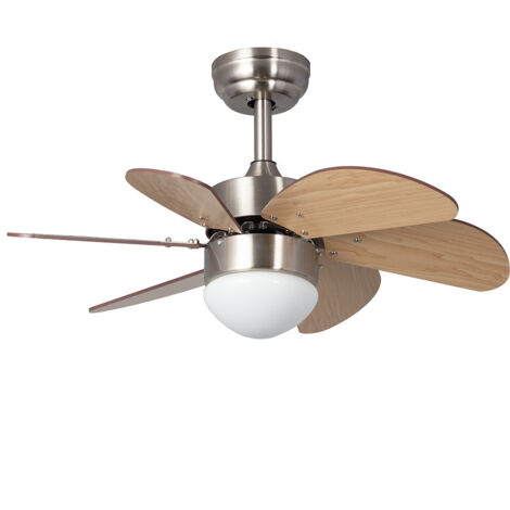Ventilateur de plafond silencieux 81cm – Moteur DC – Pales en bois naturel – 6 vitesses – Télécommande incluse – Finition nickel – Techbrey