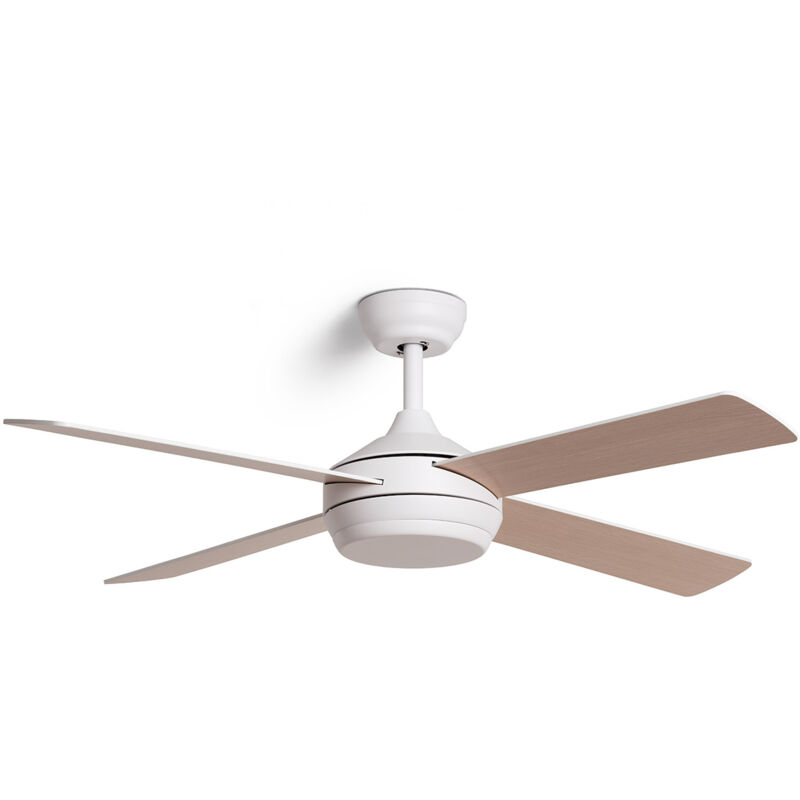 Ventilateur de plafond Silencieux Blanc Navy 132cm Moteur DC Bois clair Télécommande Sans lumière Non