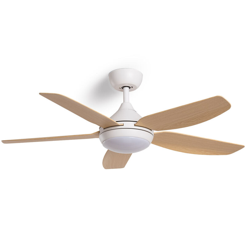 Ventilateur de Plafond Silencieux Dokós 122cm Motor dc Bois clair Télécommande Avec lumière Non Blanc