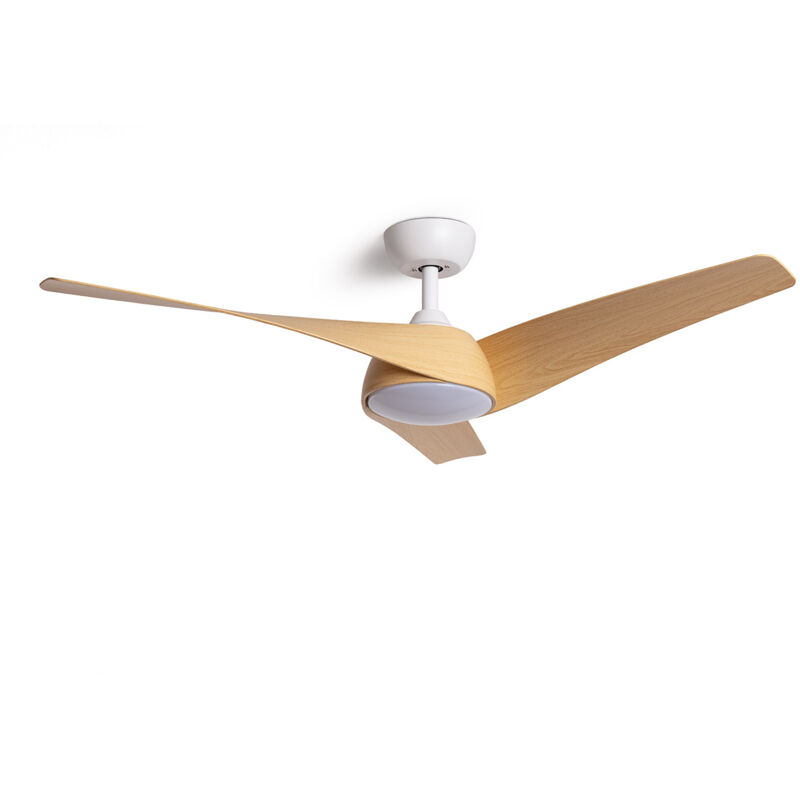 Ventilateur de Plafond Silencieux Eubea 132cm Moteur dc Bois Télécommande Sans lumière Non Blanc