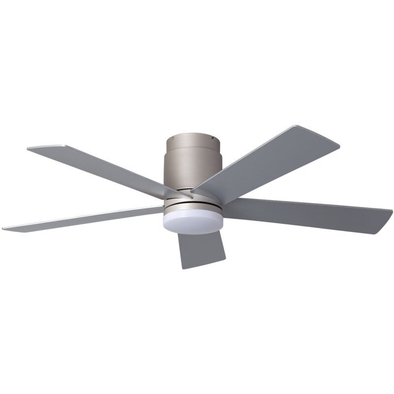 Techbrey - Ventilateur de Plafond Silencieux Flatiron 132 cm Moteur dc Argent Télécommande Avec lumière