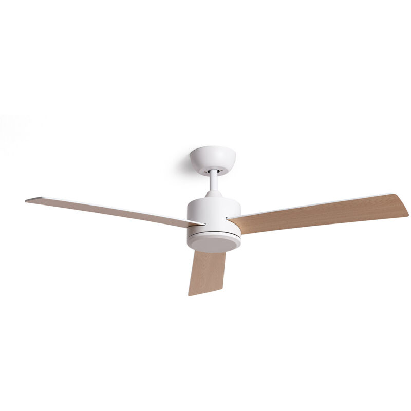 Techbrey - Ventilateur de Plafond Silencieux Fleves 132cm Motor dc Bois clair Télécommande Sans lumière Non Blanc