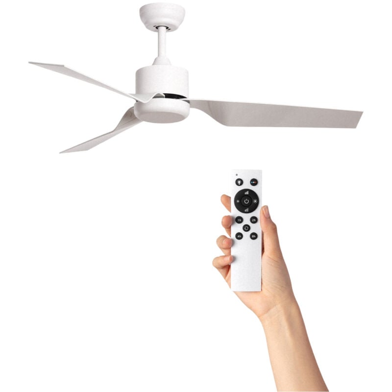 Ventilateur de plafond Silencieux Minimal Blanc 132cm Moteur DC Télécommande Sans lumière Non