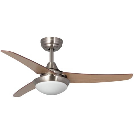 Ventilateur de Plafond Silencieux Neil Effet Bois 107cm Moteur DC Argent