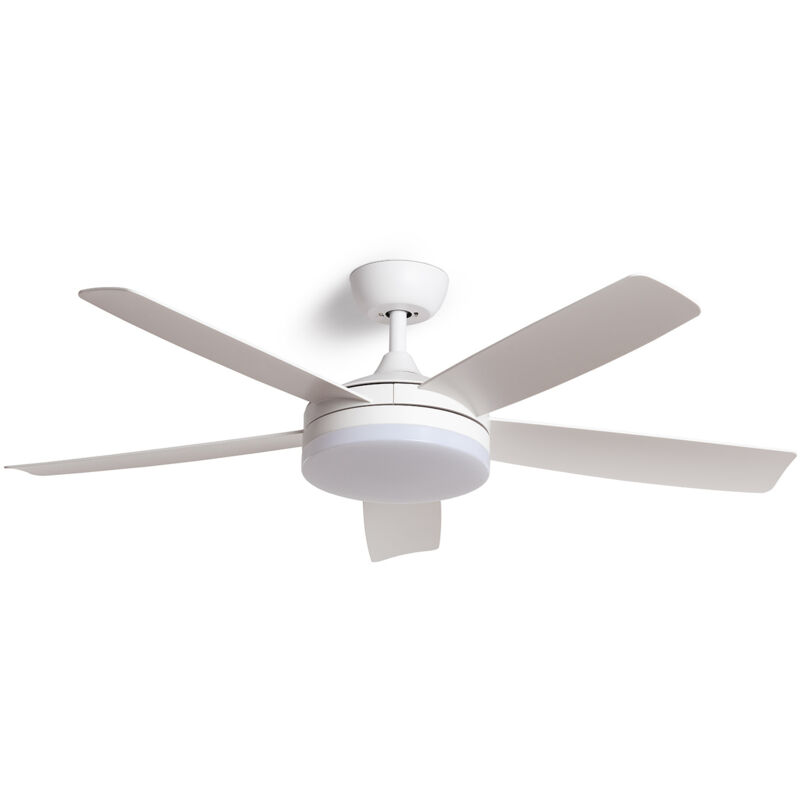 Techbrey - Ventilateur de Plafond Silencieux Patroclo Blanc 132cm Motor dc Télécommande Avec lumière Oui