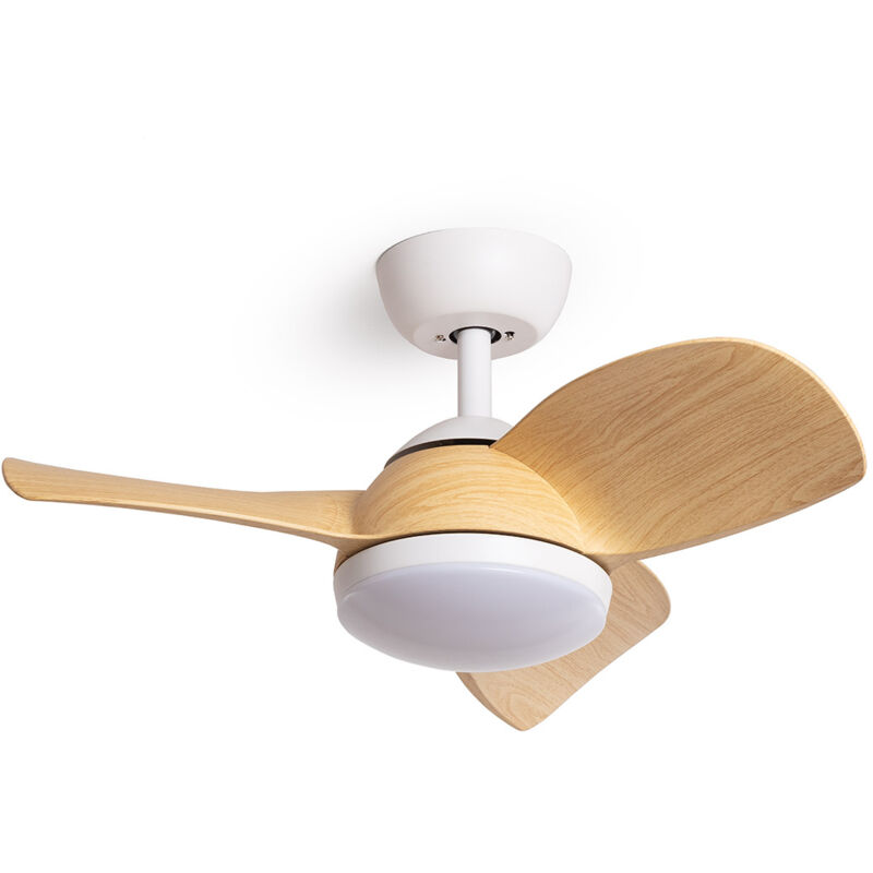 Efectoled - Ventilateur de Plafond Silencieux Poros 35W 76cm Moteur dc Bois Télécommande Avec lumière Non Blanc