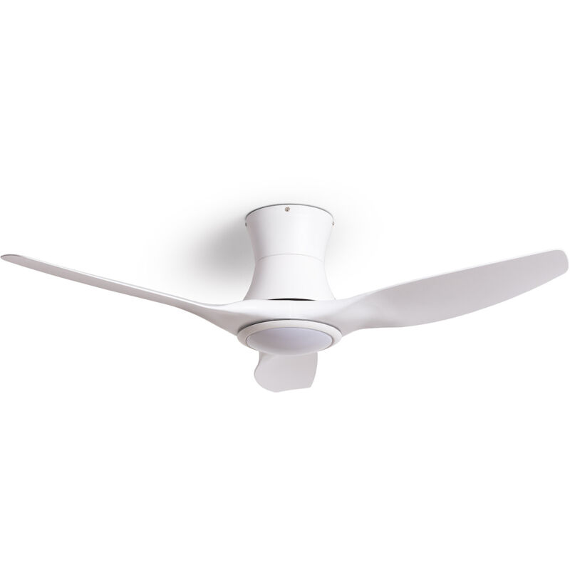 Techbrey - Ventilateur de Plafond Silencieux Salamina Blanc 132cm Motor dc Contrôleur mural + télécommande Avec lumière Oui