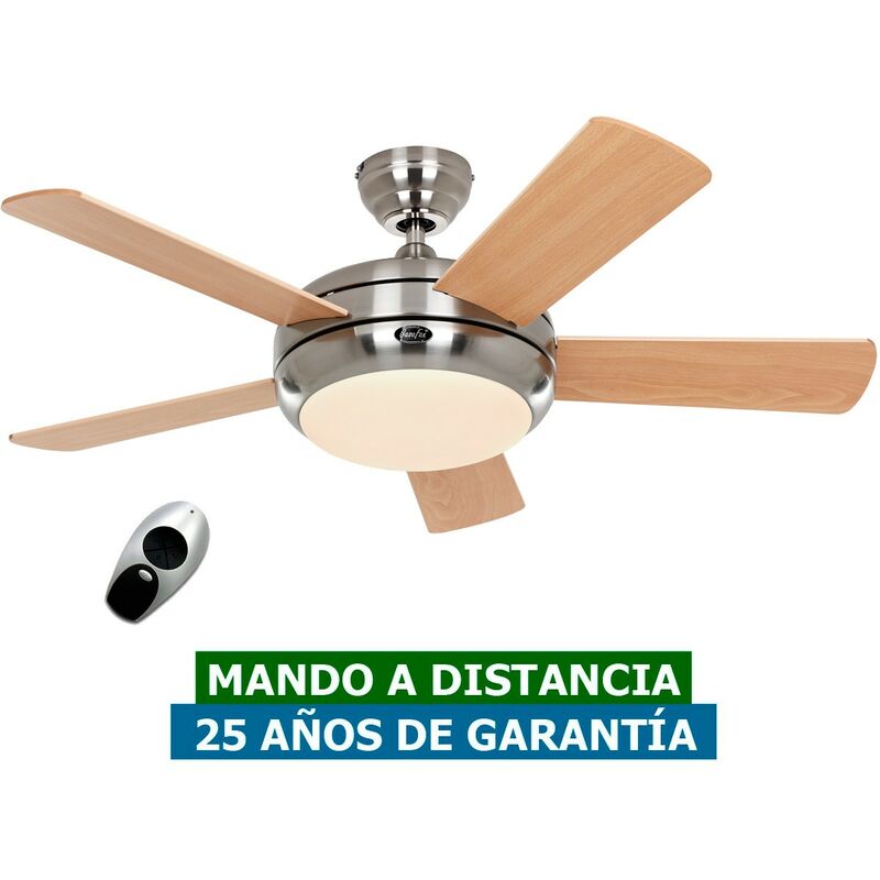 Casafan - Ventilateur de plafond avec lumière 9510560 titanium 105cm hêtre ou pin/chrome satiné