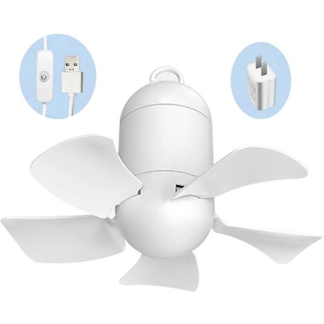 Ventilateur de Plafond USB 22cm avec Interrupteur, Ventilateur Suspendu pour Été Chaud
