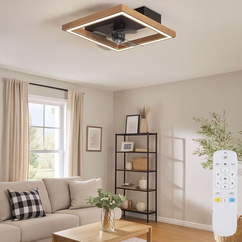 Globo Lighting - Ventilateur de plafond Lampe de plafond Ventilateur led dimmable avec télécommande, 6 niveaux de vitesse, mode été/hiver, 24W 1000lm