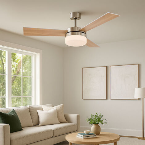 Ventilateur de plafond Ventilateur Télécommande Éclairage Plafonnier Télécommande Métal Verre MDF Pré-retour Pales réversibles Globo Alana 0333