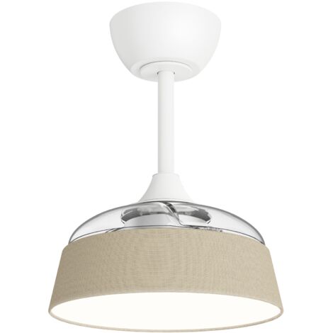 Ventilateur de plafond WIZZ STILO LED 2200lm beige – Pales rétractables, écran tissu, moteur DC silencieux