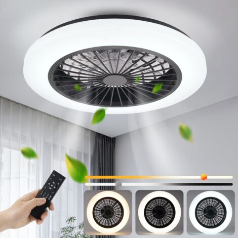 Ventilateur de plafond ZMH avec éclairage silencieux - Plafonnier LED avec télécommande 40 W, variateur 6 vitesses, lampe de salon moderne avec ventilateur pour chambre à coucher et salle à manger