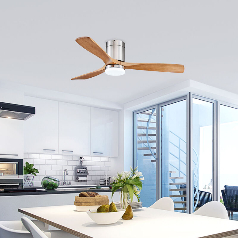 Ventilateur de plafond,lampe de ventilateur, avec télécommande,3 pales de Ventilateur Plafonnier , Ø132 cm,pour Salon Restaurant Chambre-argent +