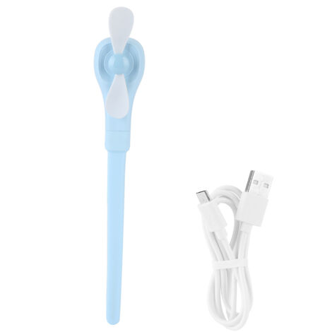 Ventilateur de Poche Mini Portable USB Rechargeable pour Bureau Maison Voyage Extérieur Bleu