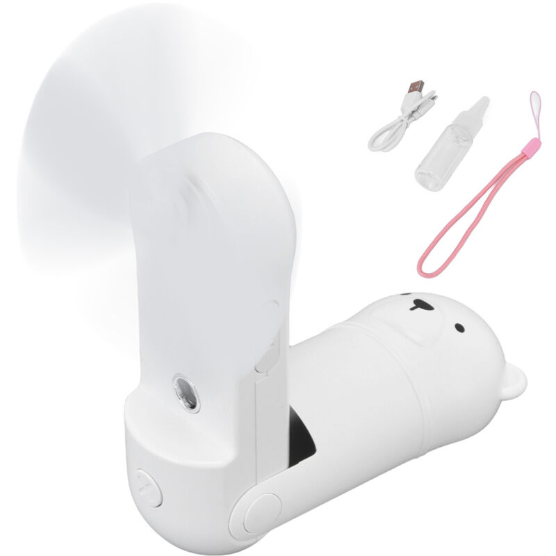 Ventilateur de Poche Rechargeable Mini avec Humidificateur - Portable Voyage Blanc