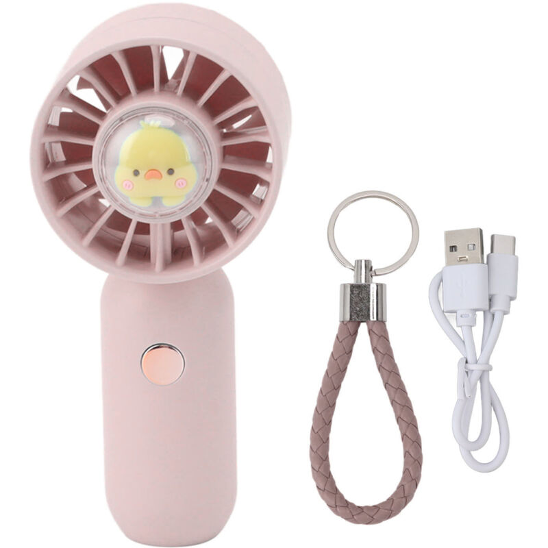 Ventilateur de Poche USB Rechargeable 500mAh - Mini Ventilateur Portable avec Cordon Rose