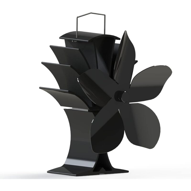 Ventilateur de poêle 5 lames à économie de carburant alimentées par la chaleur - Bureau-Noir