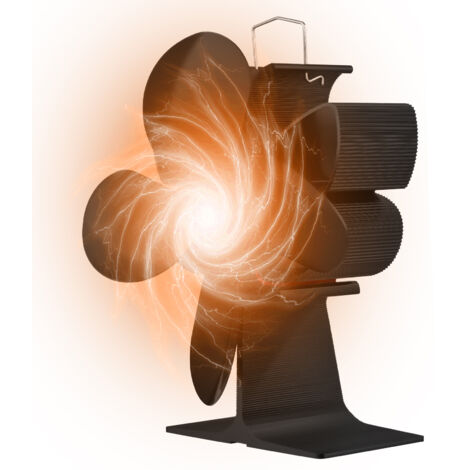 Ventilateur de poêle à 4 pales alimenté par la chaleur avec poignée de transport et protection contre la surchauffe Papillon portable non électrique respectueux de l'environnement pour cheminée à bois