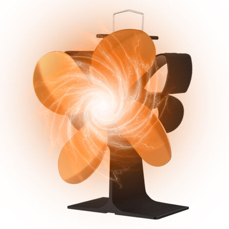 Ventilateur de poêle à 4 pales alimenté par la chaleur avec poignée de transport et protection contre la surchauffe Papillon portable non électrique respectueux de l'environnement pour cheminée à bois