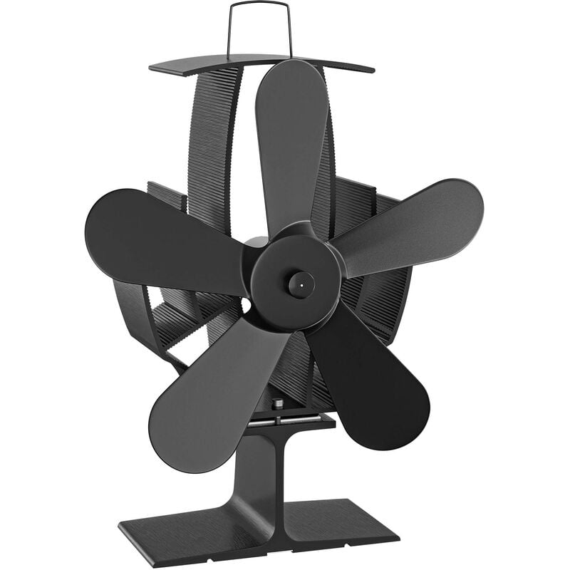 Ventilateur de poêle à bois – 5 Pales – 1100 tr/min – 60-350 °c – Autoalimentation thermique par Chaleur Sans courant – Distribution homogène de