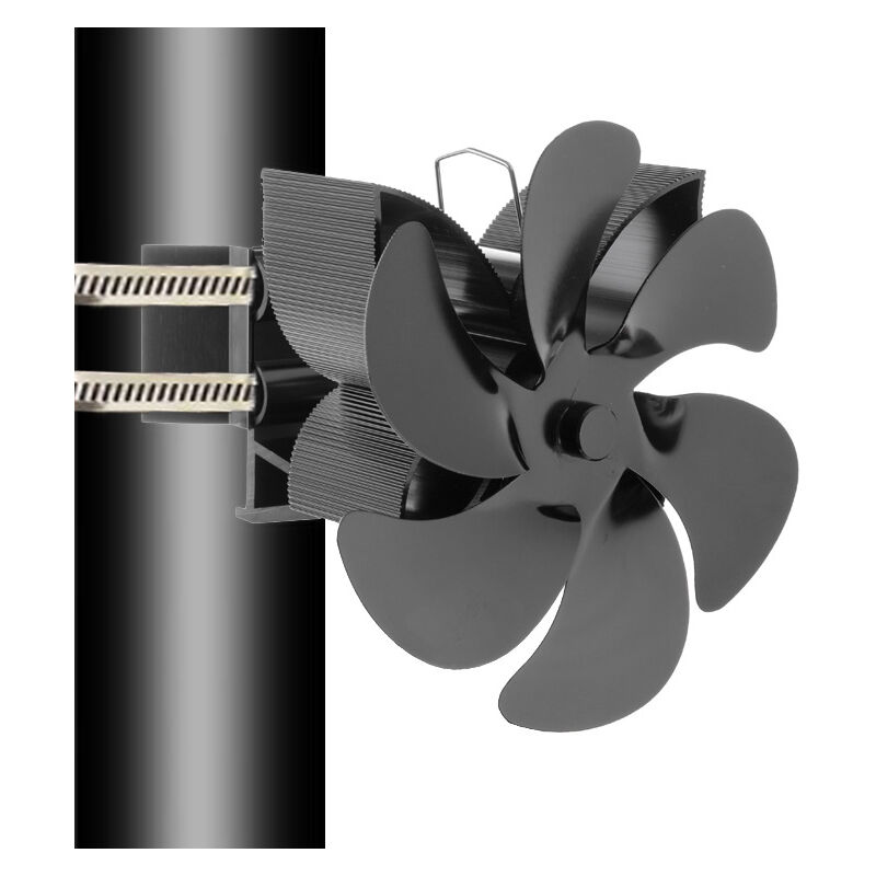 KZQ - Ventilateur de poêle à bois 6 pales, chauffage alimenté par ventilateur de cheminée, se fixe au tuyau de cheminée, adapté aux cheminées, poêles