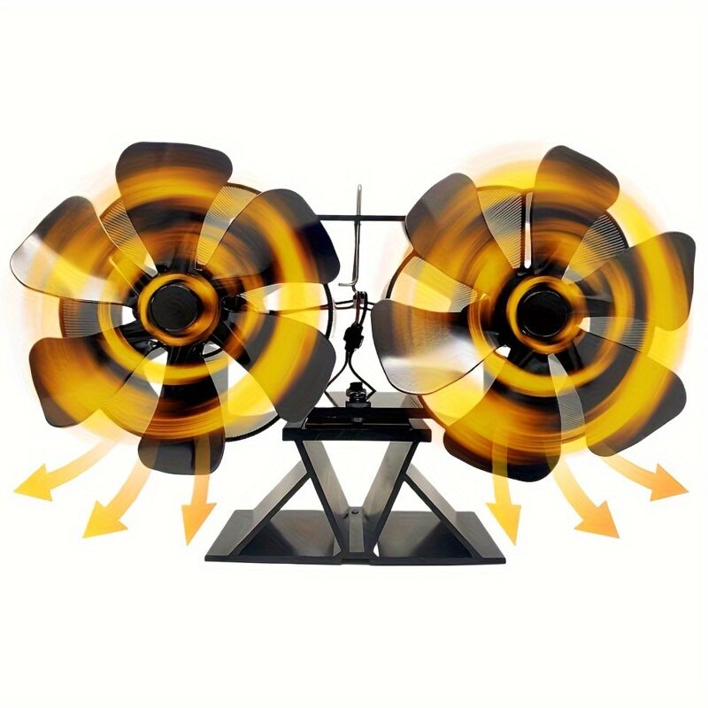 S-giant - Ventilateur de poêle à bois à 12 lames, double moteur alimenté par la chaleur, ventilateur de cheminée pour poêle à bois, ventilateur pour