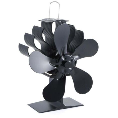 Ventilateur de poêle à bois à 6 pales avec thermomètre - Ventilateur de cheminée à énergie thermique Ventilateur silencieux avec protection contre la surchauffe pour poêle à bois Cheminée à gaz Poêle