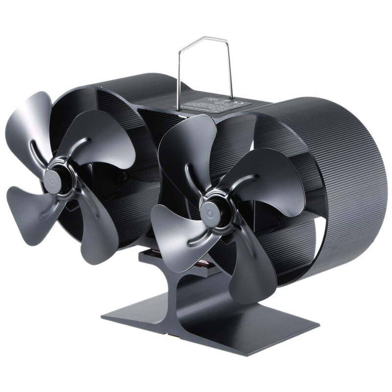 Lifcausal - Ventilateur de poêle à bois à double tête à 8 lames alimenté par la chaleur Mini ventilateur de cheminée Ventilateur de fournaise