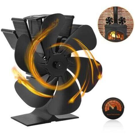 Ventilateur De Poêle À Bois Double Tête 6 Pales, Mini Ventilateur De Cheminée, Ventilateur De Four Pour Chauffage À Bois