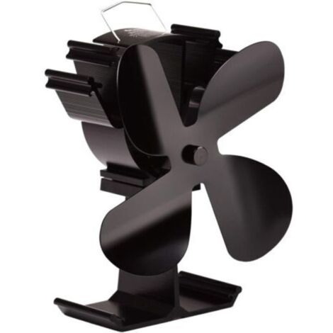 Ventilateur de poêle à bois Upgrade 4 pales Ventilateur de cheminée alimenté par la chaleur pour poêles à bois/cheminées Ventilateur silencieux (Noir)