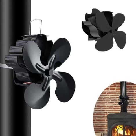 Ventilateur de poêle à bois, ventilateur de cheminée à énergie thermique à 4 pales pour gaz/granulés/bûches